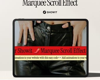 Showit Code Snippet, Laufschrift-Scroll-Effekt für Showit, Showit Add-On, Marquee-Scrolling-Code für Showit, Laufschrift-Bildlauf-Code-Schnipsel