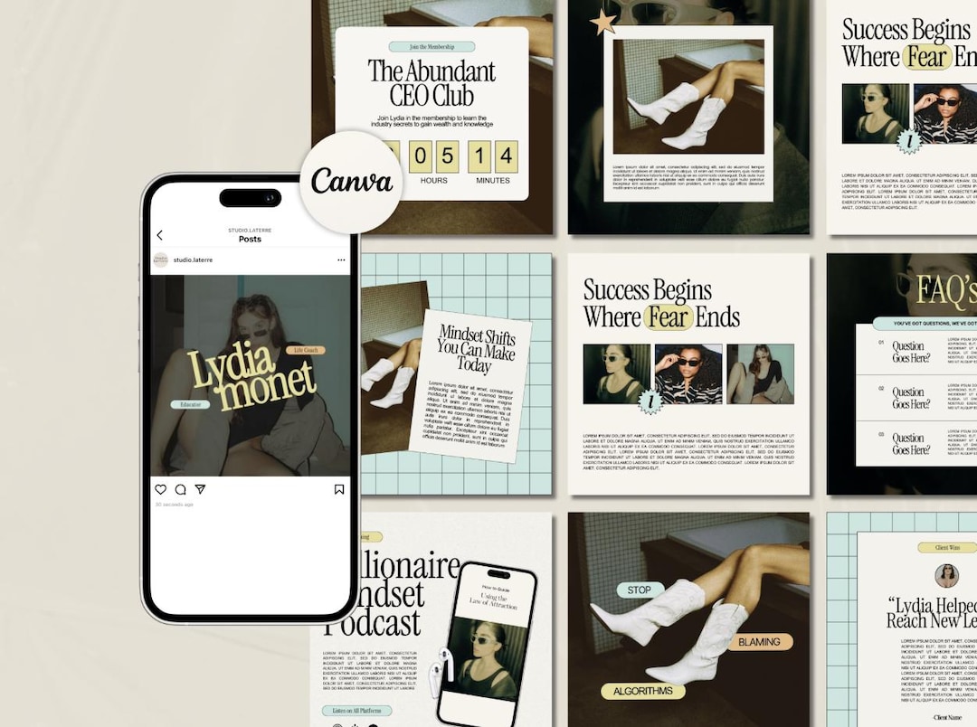 Instagram Templates for Business Coaches, Podcast Social Media Template ...