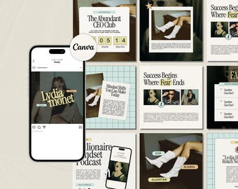 Instagram Templates for Business Coaches,  Podcast Social Media Template, Coach Instagram Template, Social Media Marketing Agency Templates