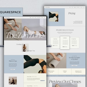 Puede incluir: Captura de pantalla del sitio web de un estudio de yoga llamado "The Zen Zone". El sitio web presenta una tabla de precios con opciones para un pase de 1 clase, clases ilimitadas y pases de 10 clases. El sitio web también incluye una sección sobre las clases del estudio, que incluyen Pilates y Yoga.