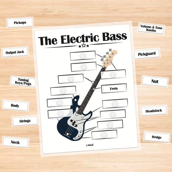 Electric Bass Parts Printable Memory Game, Learning Bass, Beginner Electric  Bass, Kids Music Activity, Learn Electric Bass, Label Bass Parts 