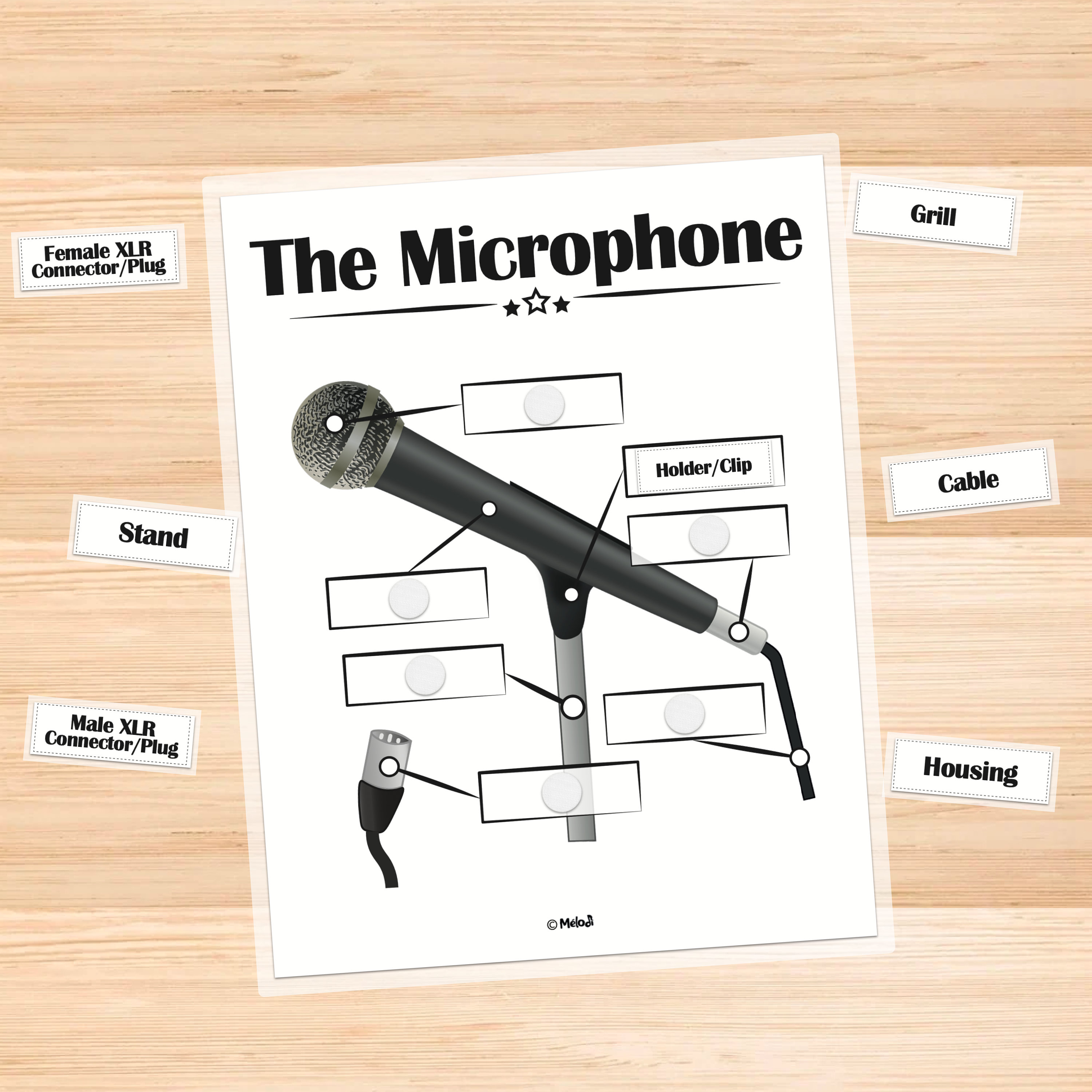 Microphone Parts Printable Memory Game, Learning Microphone Parts, Beginner Microphone, Kids