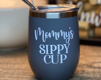 Stainless Steel Wine Tumbler: 12oz Insulated Travel Cup with Lid & Straw