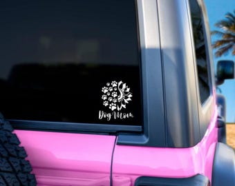Dog Mom Sunflower Car Decal