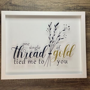 Taylor Swift Invisible String Lyrics Shadowbox - Gold Thread Art (11x14)