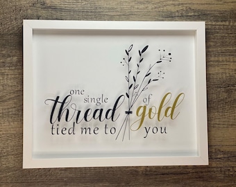 Taylor Swift Invisible String Lyrics Shadowbox - Gold Thread Art (11x14)