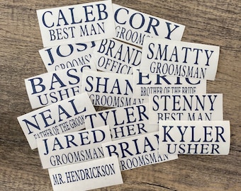 Custom Name Decals: Wedding Champagne Flutes, Martini Glass