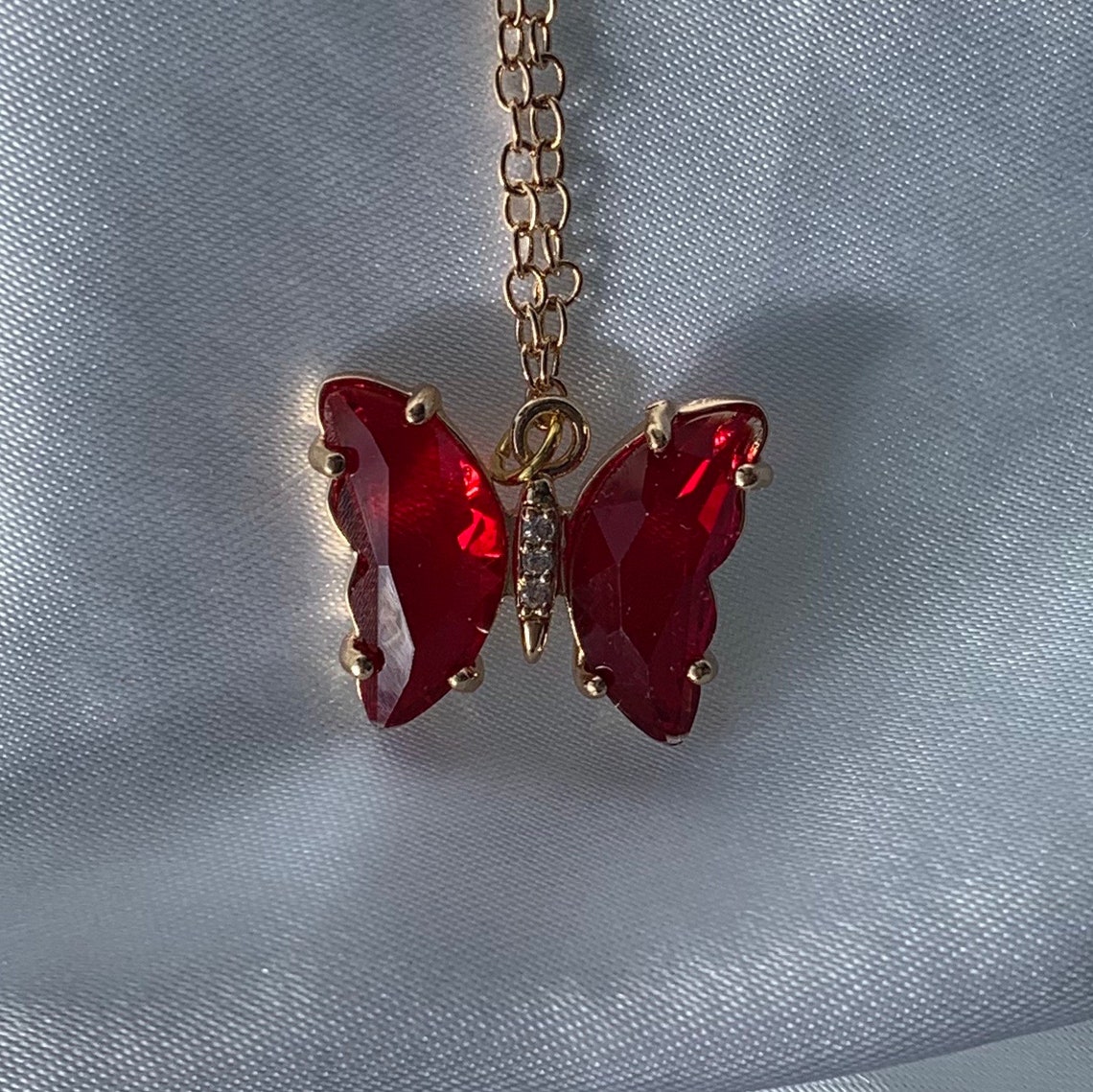 Chunky Crystal Butterfly Necklace FINALSALE