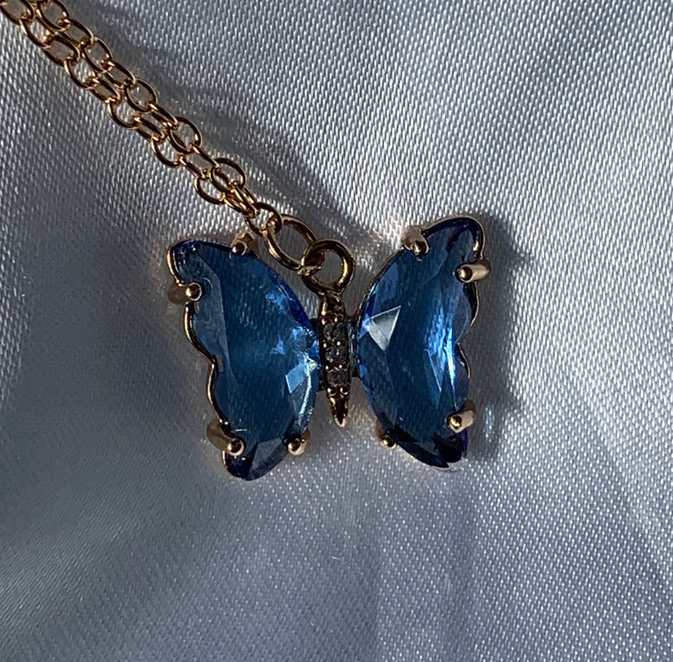 Chunky Crystal Butterfly Necklace FINALSALE main image 1