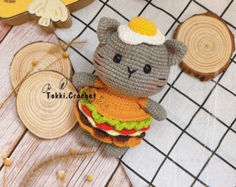 Crochet PATTERN The Burger Cat ( PDF / ENGLISH ). Crochet pattern by Tokkicrochet