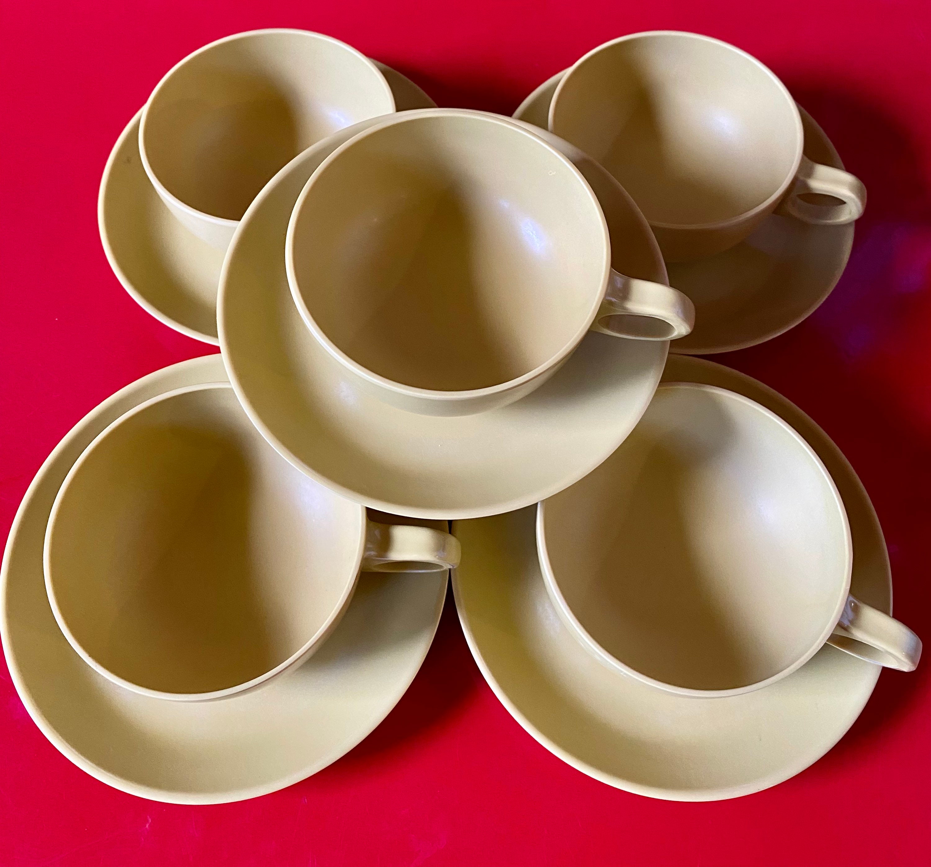 Mid century melamine cups and saucers set of 5 Etsy