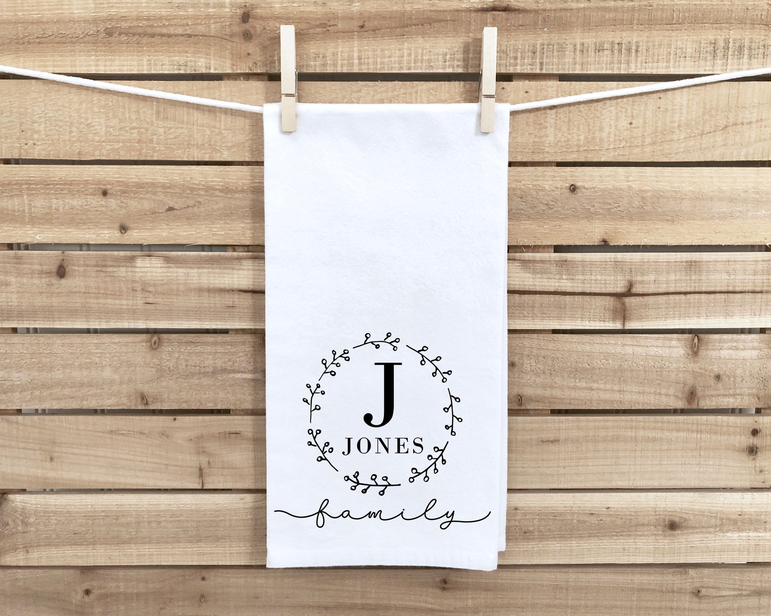 Personalized Dish Towel Family Name Kitchen Towel Monogram Etsy