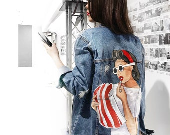 Pop Art Painting Customized Denim clothes Vintage picture