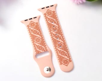 Light Pink Apple Watch Vyshyvanka Band – Ukrainian Embroidery Apple Watch Sport band. Ukrainian creator