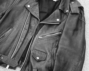 vintage 90s leather moto jacket
