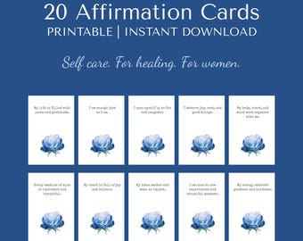 Printable Affirmation Cards for Women | Self-Care | Emotional Healing | Motivational