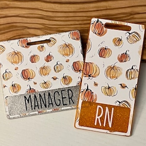 Custom Badge Buddy - Water Color Pumpkin Badge Buddy - Nurse Badge Buddy - Halloween Badge Buddy - Marker Parker - ID Badge