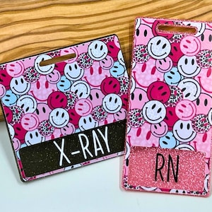 Custom Badge Buddy - Super Pink Smiley Face Badge Buddy - Nurse Badge Buddy - Marker Parker - ID Badge - Badge Identifier - Xray