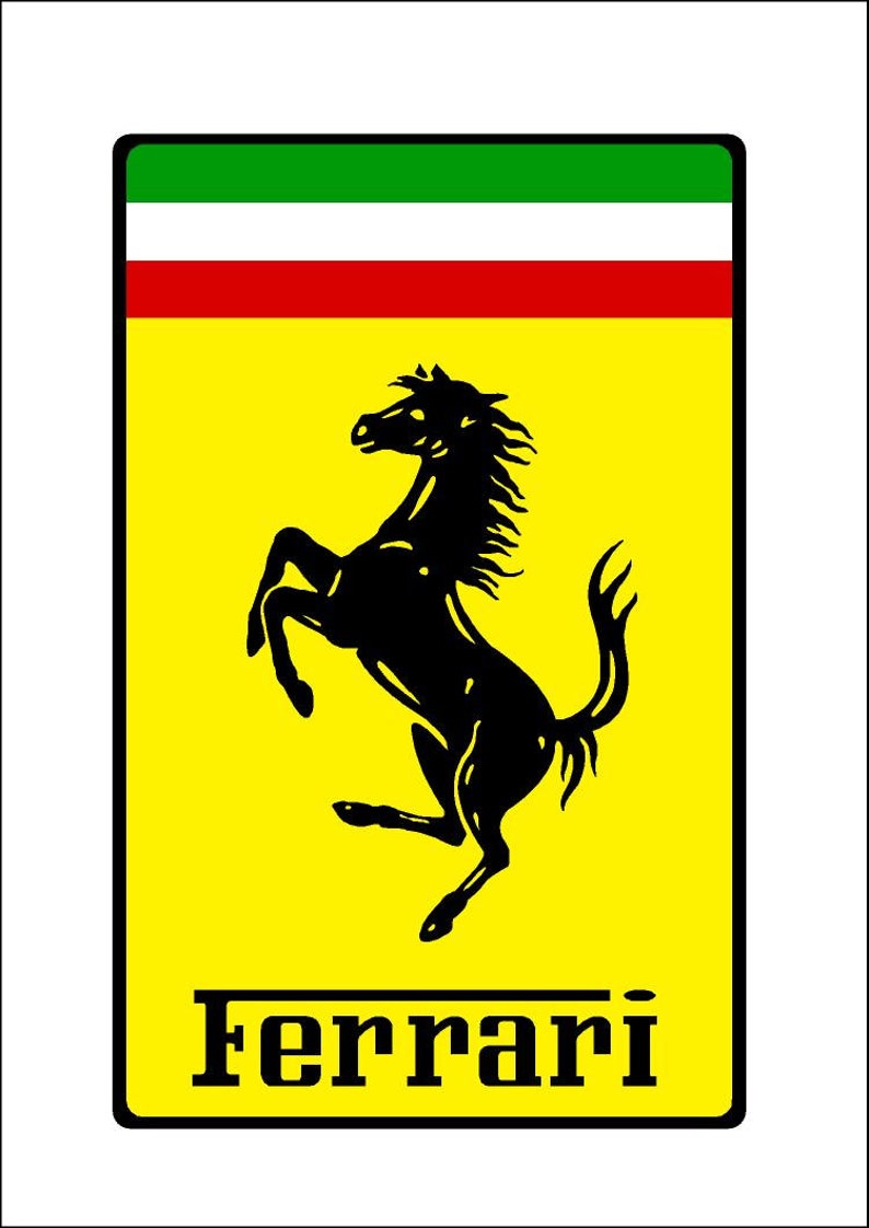 FERRARI Rectangle 5 Colors Logo Car Decals / Vinyl Sticker / Bumper