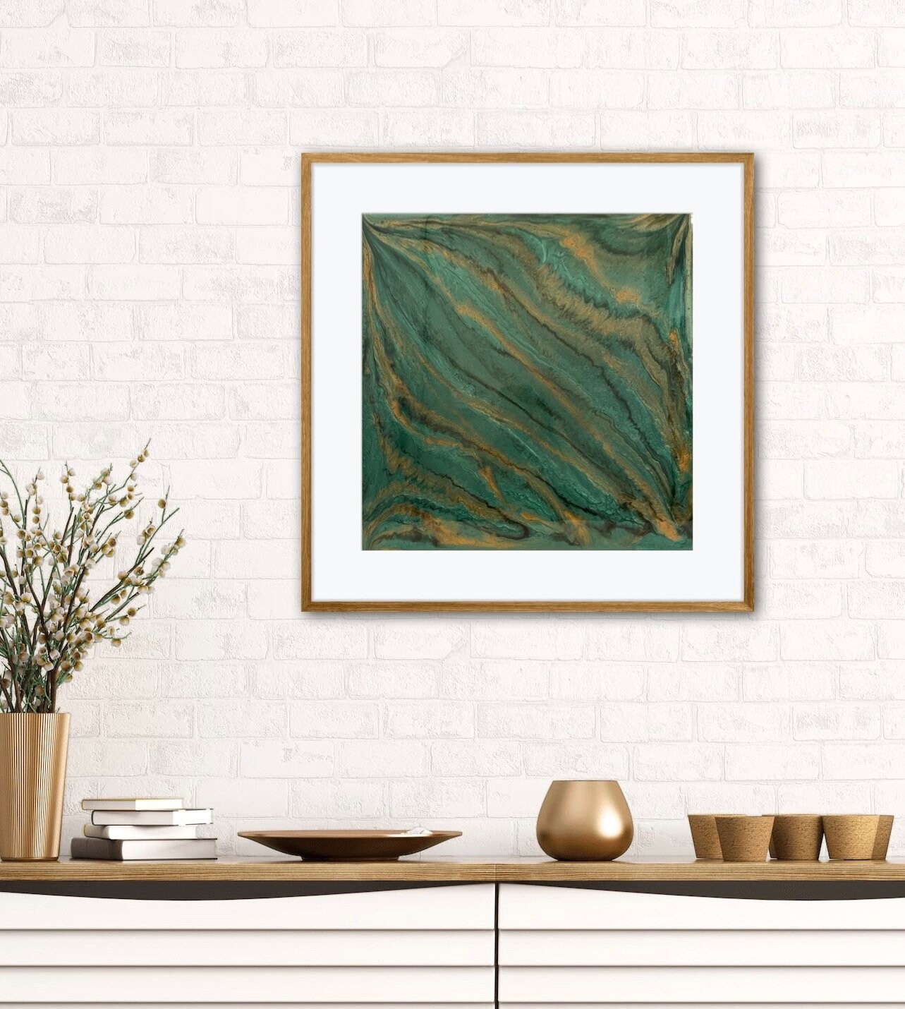 Tableau Doré et Turquoise en Résine Epoxy