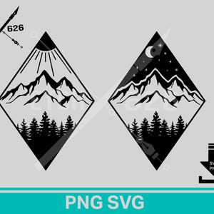 Geometrical Mountain day and night bundle, landscape, camping, outdoors, adventure, forest digital files, cricut, cnc, silhouette svg, files