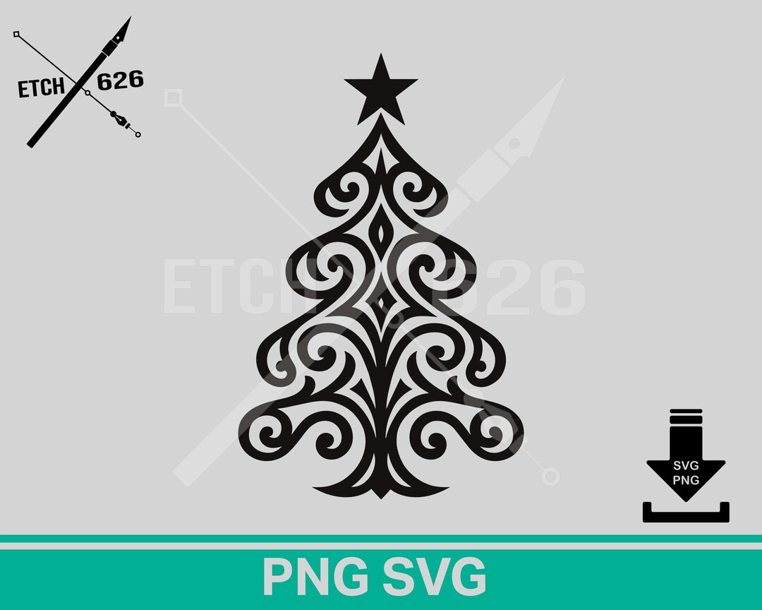 Christmas Filigree Tree SVG/PNG – Line Art Digital Download - Etsy