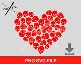 Heart Made of Skulls, digital download, 2 files, svg, png, cricut files, laser files, Valentine day
