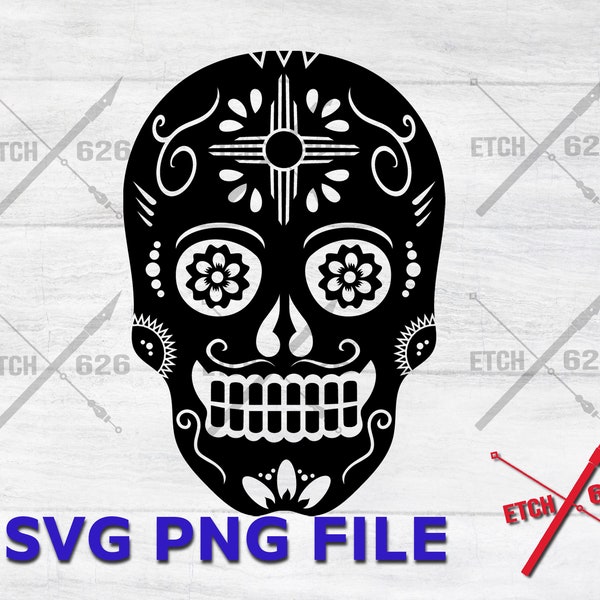 Sugar Skull with Zia, digital download, svg, png, digital files, inspired by day of the dead, New Mexico