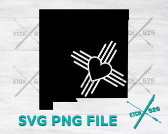 Esquema del estado de Nuevo México: Zia Heart (descarga digital, SVG, AI, PNG, PDF, PSD, archivos de corte láser para Cricut)