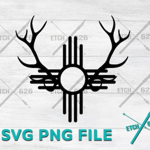 Zia Elk Geweih digitale Dateien, Cricut, Cnc, Silhouette svg, Dateien digitaler Download png, New Mexico, jagen