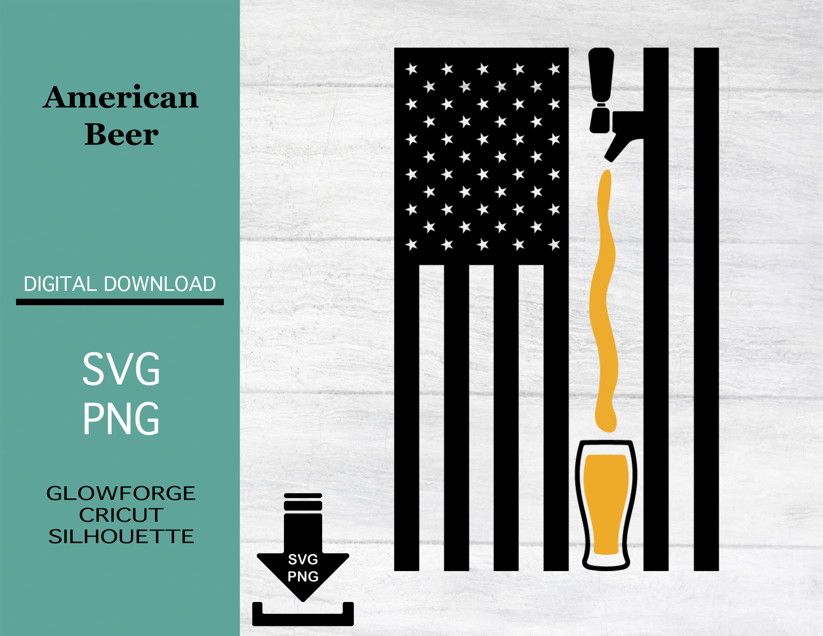 American Beer Digital File, American Flag, Beer Tap, Download, 5 Files
