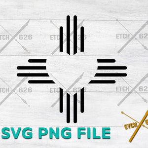 May include: Black and white geometric design with a stylized heart shape in the center. The design is similar to a traditional Native American symbol. The text "SVG PNG FILE" is written below the design.