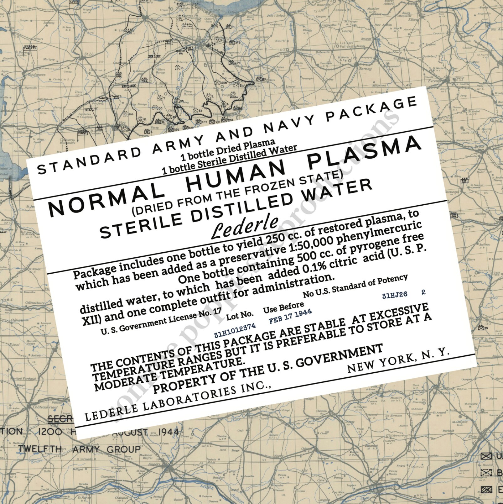 Plasma Box Labels for WW2 US Army Reenactment US Medical Etsy UK