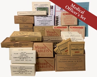 Conjunto médico de la Segunda Guerra Mundial para oficial médico estadounidense, conjunto completo, reproducción
