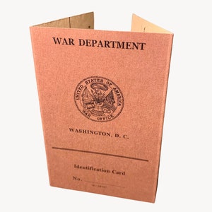 Carte Identite WW2 US Army Reproduction Pour Filme Television