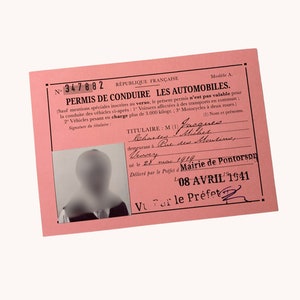 WW2 aangepaste Franse Permis de Conduire rijbewijs civiel probleemreproductie