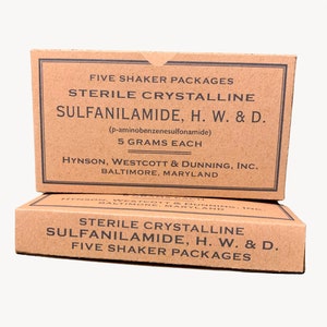 Sulfanilamide Sachet Empty Display Box for US WW2 Medical Kit Vehicle First Aid, Reproduction