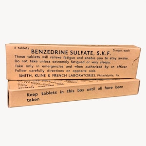 Benzedrine Sulfate Box, for WW2 US Medical Kit, Vehicle First Aid, Reproduction