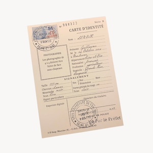 WW2 Paris emitió una identificación civil francesa Tarjeta Resistencia Francesa Reproducción