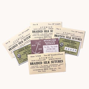 Needle and Suture Packets for Officer’s and Airborne surgical roll US Army WW2 Medical Reproduction