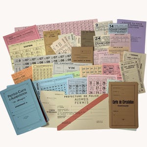 Colección de documentos franceses de la Segunda Guerra Mundial para recreaciones históricas, resistencia francesa, civiles franceses de la Segunda Guerra Mundial y réplicas de utilería cinematográfica