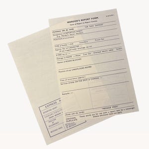 Warden's Report Forms for WW2 British ARP, Reproduction, Film Prop Home Front Reenactment