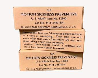 Juego de 3 cajas de utilería para películas de la Segunda Guerra Mundial para el mareo, botiquín médico de la Segunda Guerra Mundial, primeros auxilios para vehículos, reproducción
