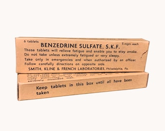 Caja de sulfato de benzedrina para botiquín médico de la Segunda Guerra Mundial, botiquín de primeros auxilios para vehículos, reproducción