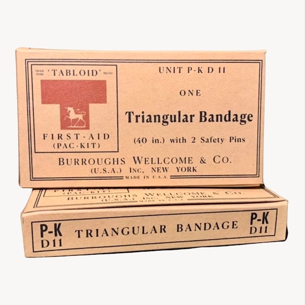 Caja de vendaje triangular, para WW2 US Medical Kit Vehículo de primeros auxilios, reproducción