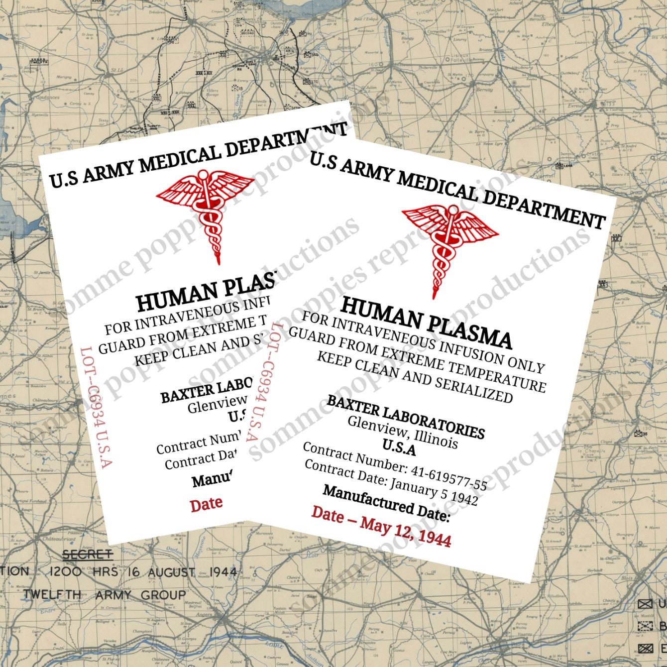 Plasma Label for Plasma Bottle WW2 US Army Reproduction Etsy