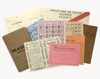 WW2 French Civilian Paperwork Bundle, French Resistance, Resistance Français Reproduction