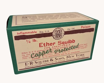Réplica de caja de éter, reproducción para recreación médica de la Segunda Guerra Mundial, réplica de utilería cinematográfica, primeros auxilios de la Segunda Guerra Mundial, utilería para puesto de socorro médico.