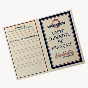 Carta d'identità civile francese della Seconda Guerra Mondiale Riproduzione della carta Resistenza francese