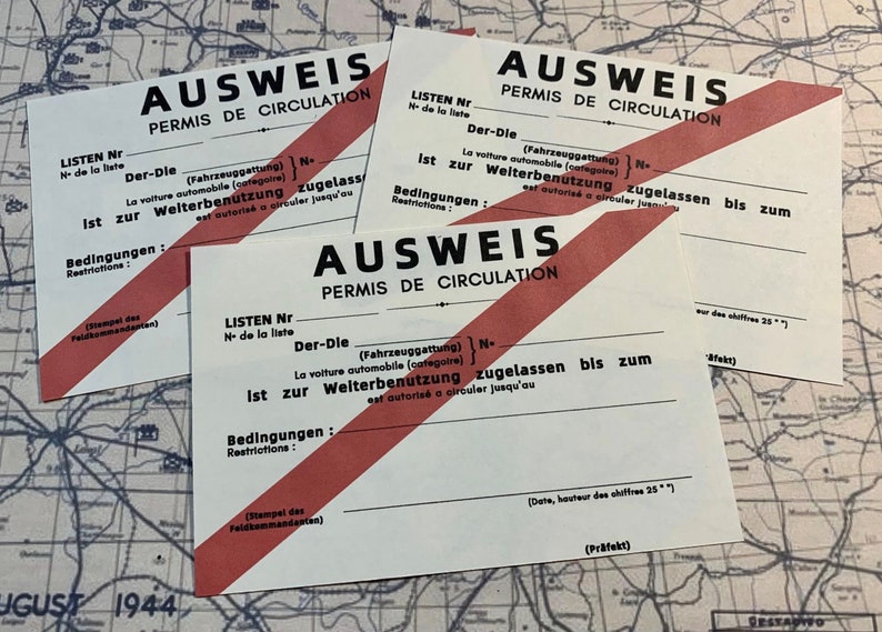 WW2 French Ausweis Permis de Circulation Reproduction image 0